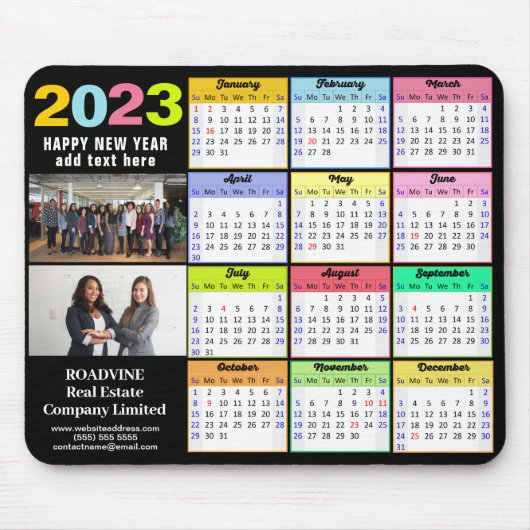 2023 Kalender Modern 2 Foto Custom Business Mousepad (Vorne)