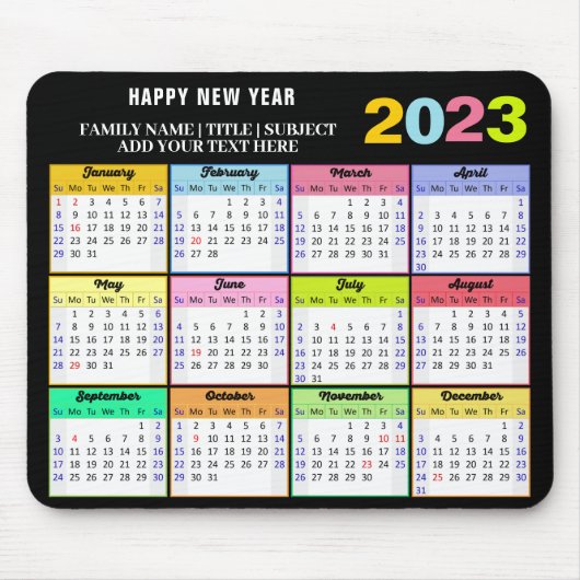 2023 Kalender Modern Custom Title Colorful Mousepad (Vorne)