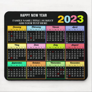 2023 Kalender Modern Custom White on Black Mousepad