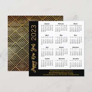 2023 Kalender Modern Gold Script auf Black Busines Feiertagskarte