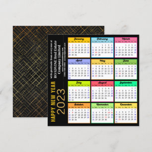 2023 Kalender Modern Gold Script auf Black Busines Feiertagskarte