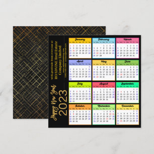 2023 Kalender Modern Gold Script auf Black Busines Feiertagskarte