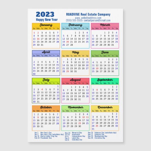2023 Kalender Moderne Blue Business Magnetkarte (Vorderseite)