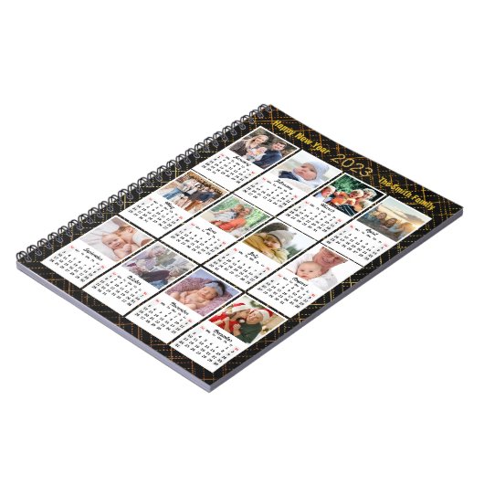 2023 Kalender Moderne Familie 12 Foto Collage DIY Notizblock (Linke Seite)