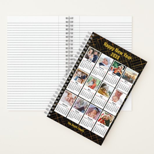 2023 Kalender Moderne Familie 12 Foto Collage DIY Notizblock (Innen)