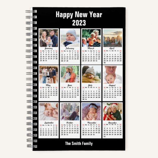 2023 Kalender Moderne Familie 12 Foto Niedlich Notizblock (Vorderseite)