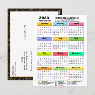 2023 Kalender Modernes Drehbuch Minimalistisches G Postkarte
