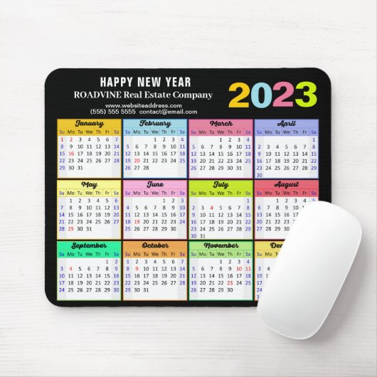 2023 Kalender Modernes, farbenfrohes und individue Mousepad (Mit Mouse)