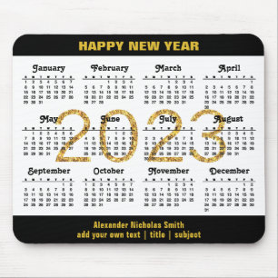 2023 Kalender Modernes Schwarzes Script Minimalist Mousepad