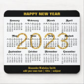 2023 Kalender Modernes Schwarzes Script Minimalist Mousepad (Vorne)