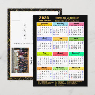 2023 Kalender Modernes Script Einfaches Business-F Postkarte
