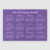2023 Kalender Motivation Individuelle Name Lila Ma Magnetkarte (Vorderseite)