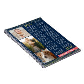2023 Kalender Navy Koral Gold Familie Foto Collage Notizblock (Rechte Seite)