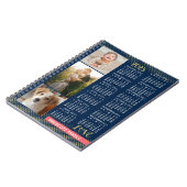 2023 Kalender Navy Koral Gold Familie Foto Collage Notizblock (Linke Seite)