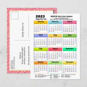 2023 Kalender Rosa Glitzer Modernes Drehbuch Postkarte
