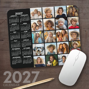 2023 Kalender - Schwarz der Collage aus 20 Fotos Mousepad
