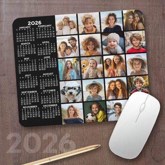 2023 Kalender - Schwarz der Collage aus 20 Fotos Mousepad