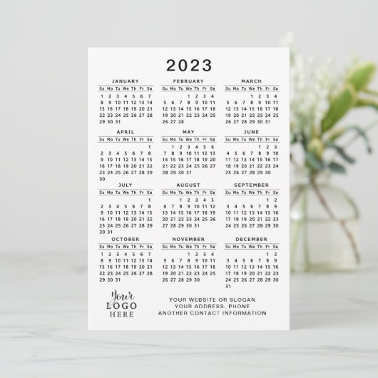 2023 Kalender Volljähriger weißer Schwarzer Minima Programm (Stehend Vorderseite)
