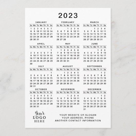 2023 Kalender Volljähriger weißer Schwarzer Minima Programm (Vorderseite)