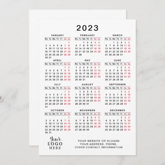 2023 Kalender Volljähriger Weißer Schwarzer Roter  Programm (Vorne/Hinten)