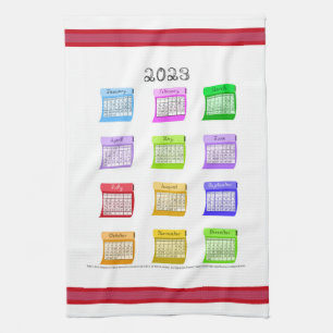 2023 Kalenderbolzen des Gewebes Viva Magenta Grenz Geschirrtuch