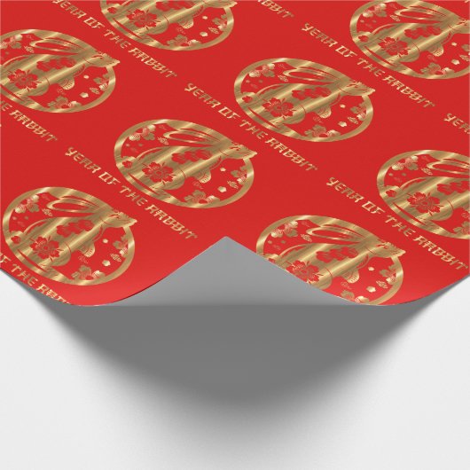 2023 Kaninchen glückliches chinesisches Neujahr Geschenkpapier (Ecke)