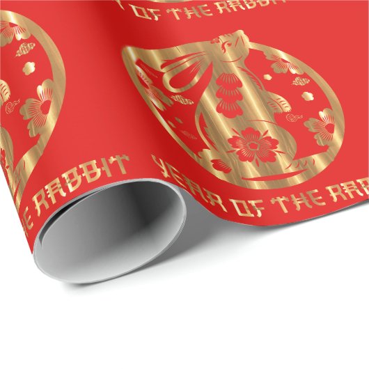 2023 Kaninchen glückliches chinesisches Neujahr Geschenkpapier (Rolleneckpunkt)