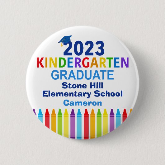 2023 Kindergarten Abschluss Niedlicher Name Tag Button (Vorderseite)