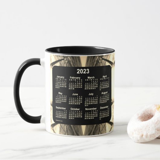 2023 Künstlerischer Sepia Neon Calendar von Janz T Tasse (Mit Donut)