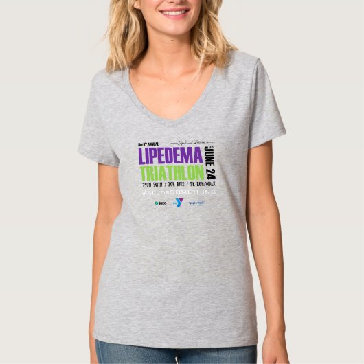 2023 Lipedema Triathlon / Neck T - Shirt (grau) (Vorderseite)