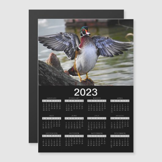 2023 Magnet Kalender Schöne Holzente (Vorne/Hinten)