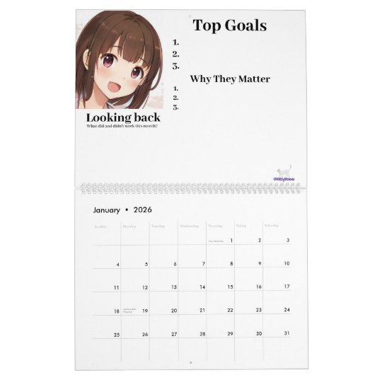 2023 Manga anime Mädchen Kalender Ziele (Jan 2026)