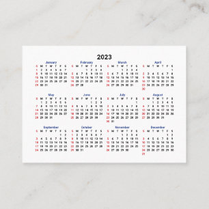 2023 Mini-Kalender SONNTAG Start San Serif Schrift Visitenkarte