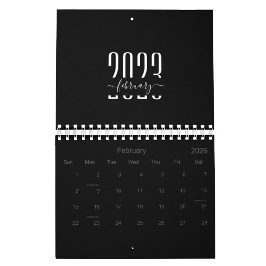 2023 Minimalistischer Schwarz-Weiß-Kalender Kalender (Feb 2026)