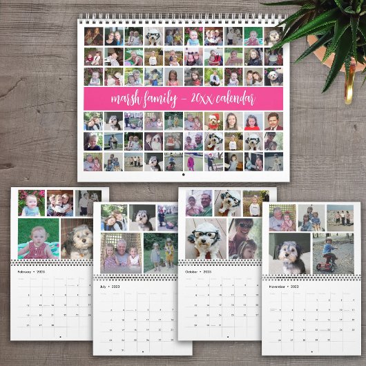 2023 Moderne 60-Foto - Hot-Pink Custom Kalender