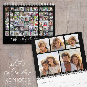 2023 Moderne Familie 60 Foto - 5 pro Monat schwarz Kalender