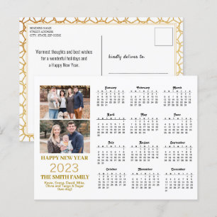 2023 Moderner Gold Glitzer Script 2 Foto Kalender Postkarte