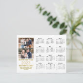 2023 Moderner Gold Glitzer Script 2 Foto Kalender Postkarte (Stehend Vorderseite)