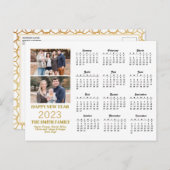 2023 Moderner Gold Glitzer Script 2 Foto Kalender Postkarte (Vorne/Hinten)