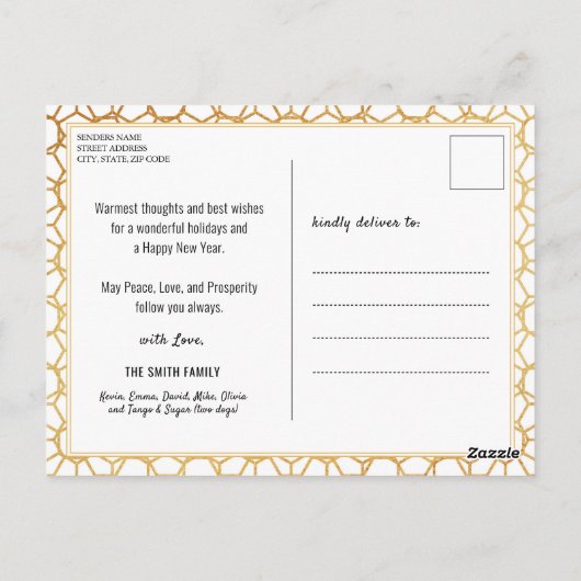 2023 Moderner Gold Glitzer Script 2 Foto Kalender Postkarte (Rückseite)