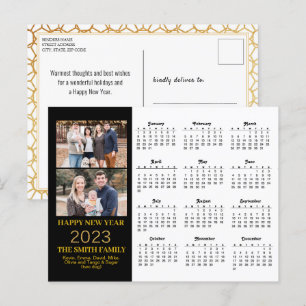 2023 Moderner Gold Glitzer Script 2 Foto Kalender Postkarte