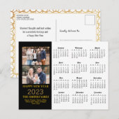 2023 Moderner Gold Glitzer Script 2 Foto Kalender Postkarte (Vorne/Hinten)