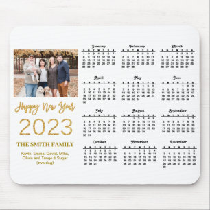 2023 Moderner Gold Glitzer Script Foto Calendar Mousepad