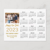 2023 Moderner Gold Glitzer Script Foto Calendar Postkarte (Vorderseite)