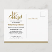 2023 Moderner Gold Script Trendy Foto Abschluss Einladungspostkarte (Rückseite)