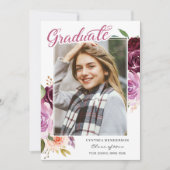 2023 Moderner Graduate Lila Floral Girl Abschluss Ankündigung (Vorderseite)