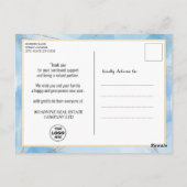 2023 Moderner Jahreskalender Corporate Blue Gold Postkarte (Rückseite)