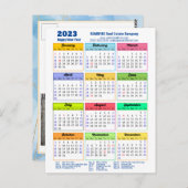 2023 Moderner Jahreskalender Corporate Blue Gold Postkarte (Vorne/Hinten)