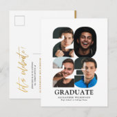 2023 Moderner Trendy 4 Foto Collage Abschluss Einladungspostkarte (Vorne/Hinten)