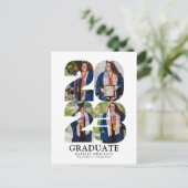 2023 Modernes, feines Script Trendy 5 Foto Abschlu Ankündigungspostkarte (Stehend Vorderseite)